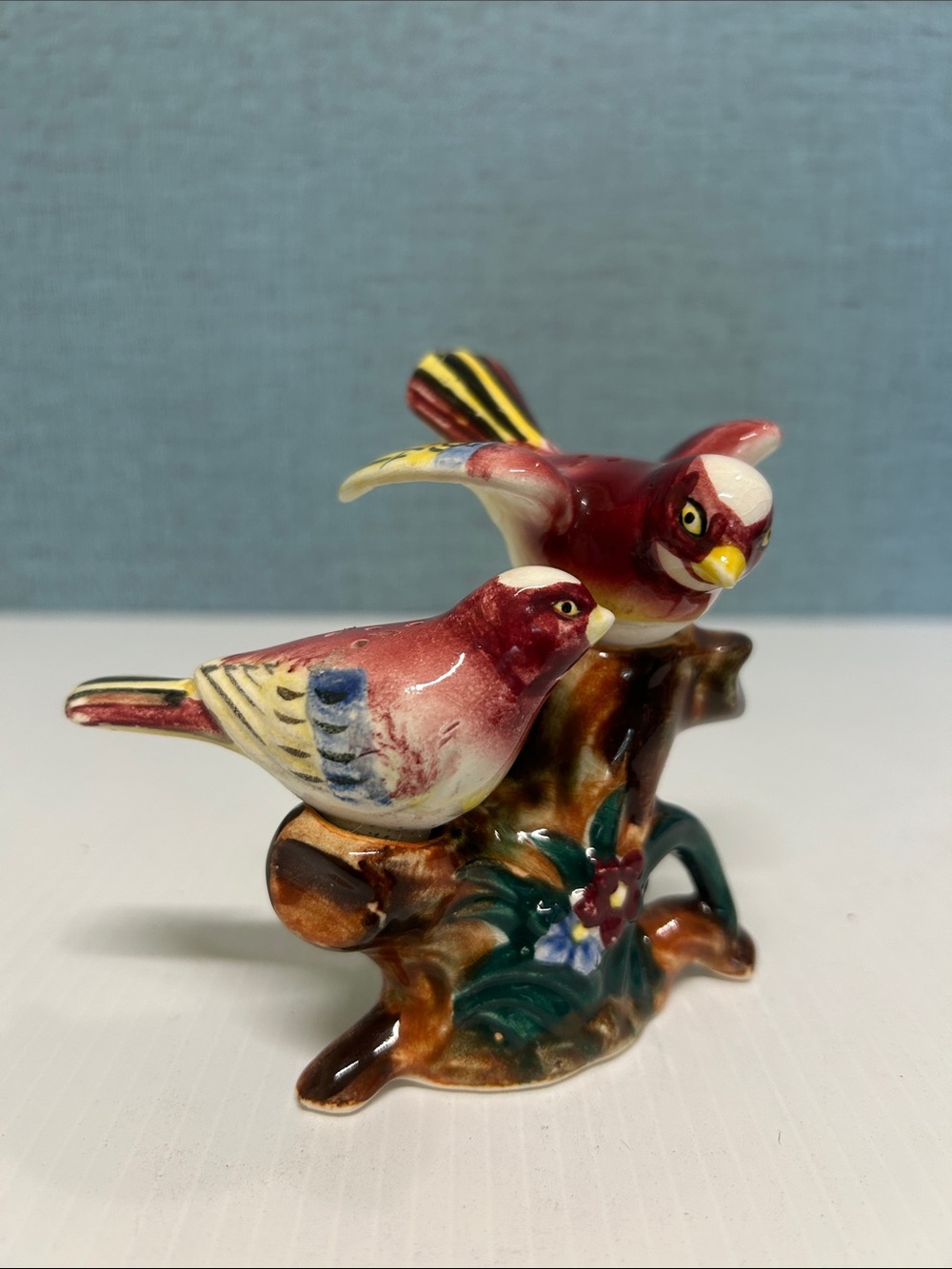Vintage Pink Birds on Branch Salt and Pepper Shakers